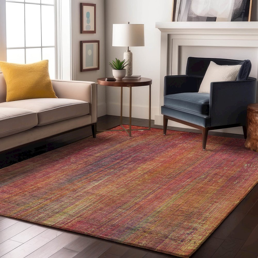Premium Machine Washable Mayfield  Red 5' x 7'6" Rug. Picture 5