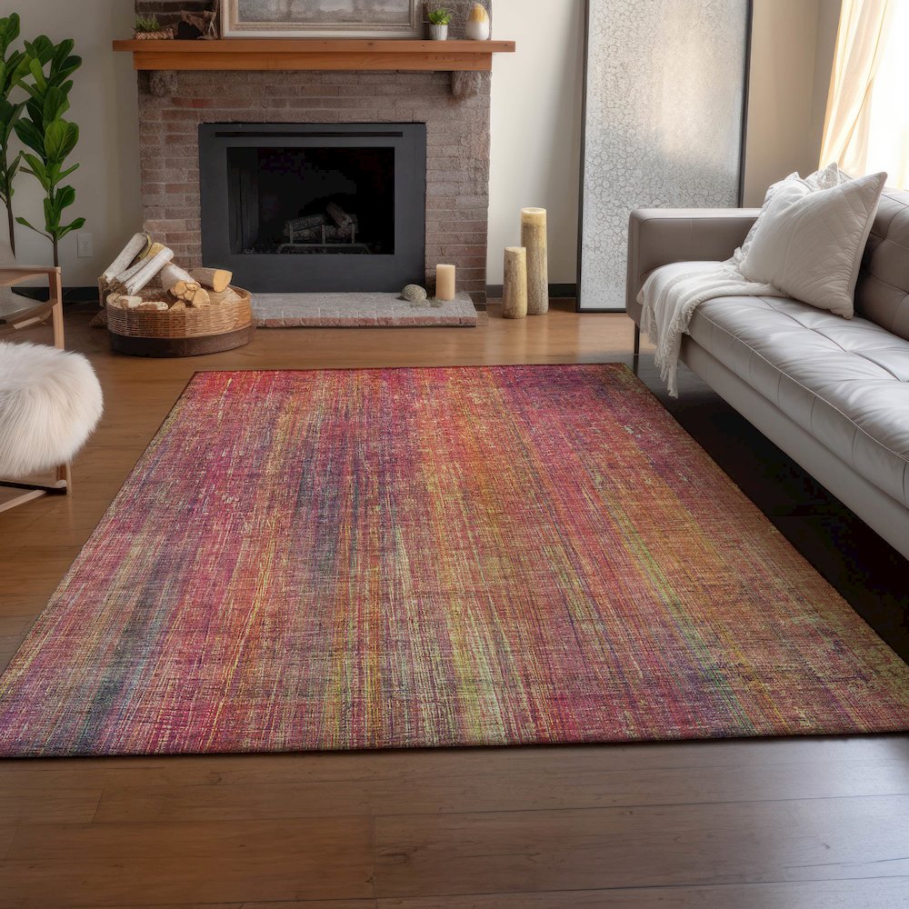 Premium Machine Washable Mayfield  Red 5' x 7'6" Rug. Picture 6