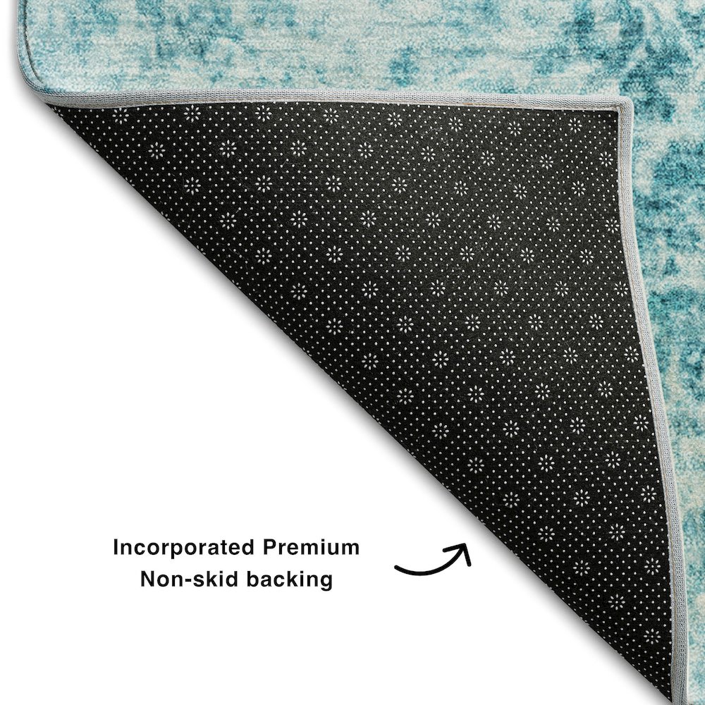 Premium Machine Washable Mayfield  Teal 2'6" x 3'10" Rug. Picture 2