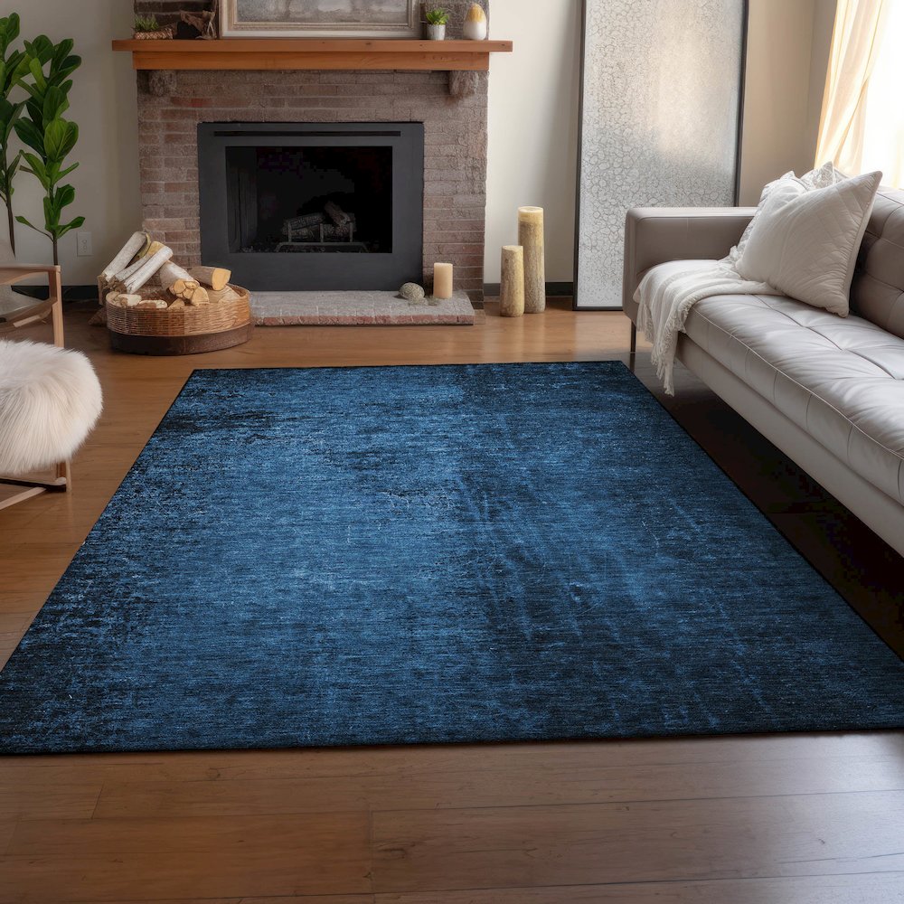Premium Machine Washable Mayfield  Navy 5' x 7'6" Rug. Picture 6