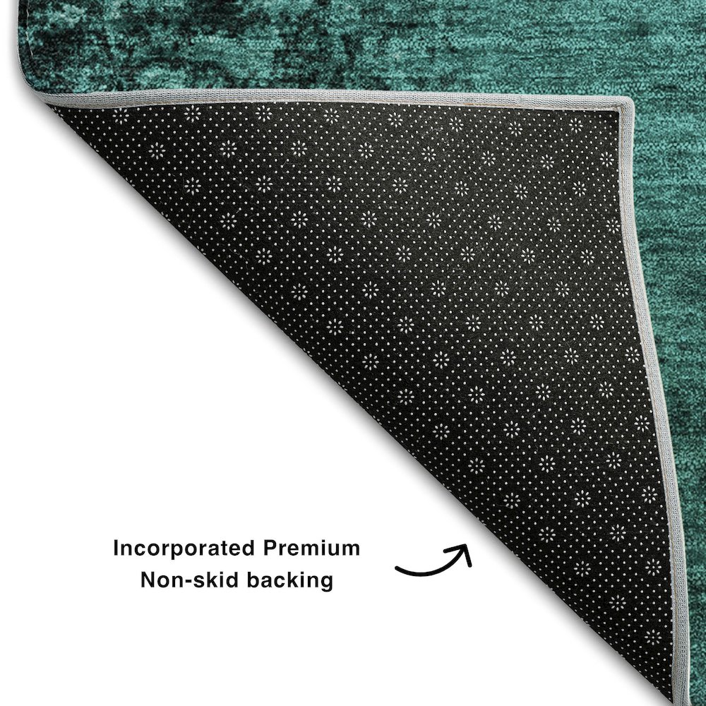 Premium Machine Washable Mayfield  Teal 2'6" x 3'10" Rug. Picture 2