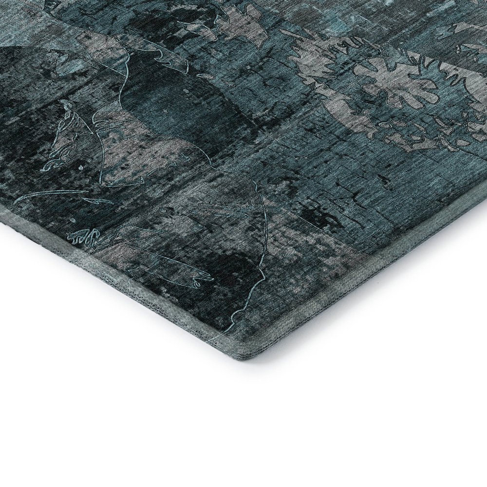 Premium Machine Washable Mayfield  Teal 2'6" x 3'10" Rug. Picture 3