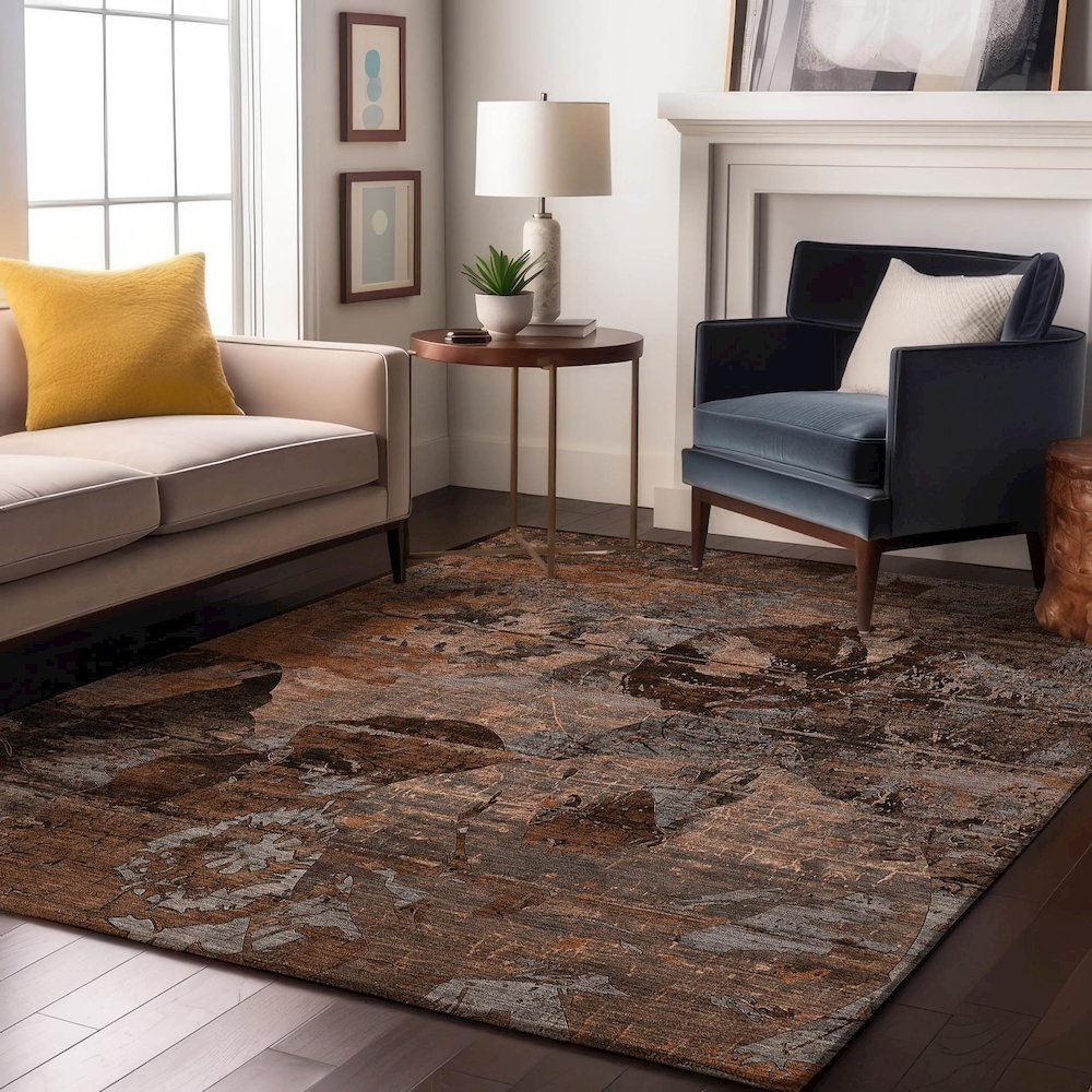 Premium Machine Washable Mayfield  Terracotta 5' x 7'6" Rug. Picture 5