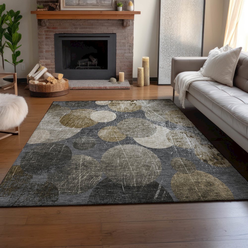 Premium Machine Washable Mayfield  Brown 5' x 7'6" Rug. Picture 6