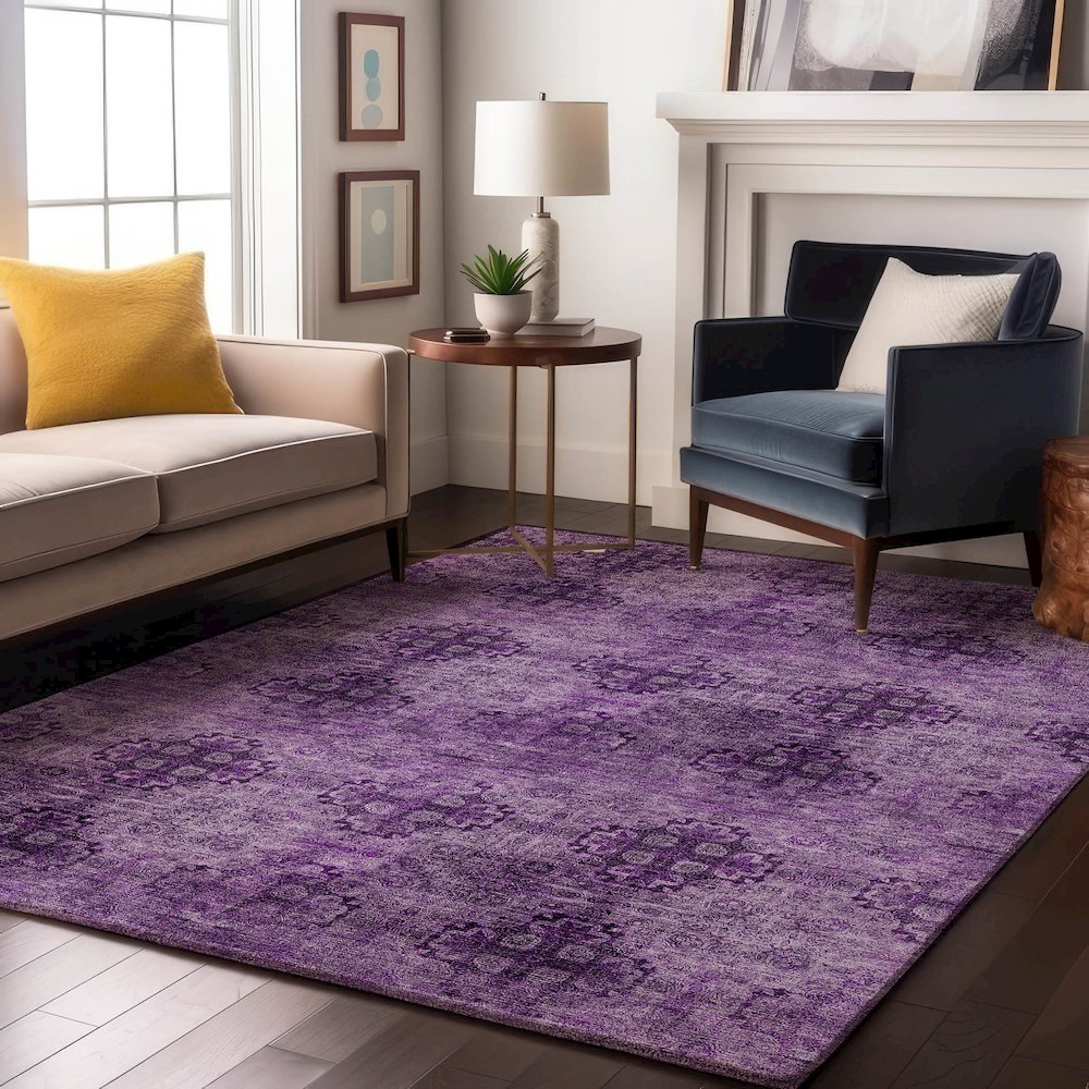 Premium Machine Washable Mayfield  Eggplant 5' x 7'6" Rug. Picture 5