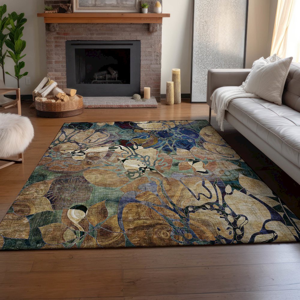 Premium Machine Washable Mayfield  Beige 5' x 7'6" Rug. Picture 6