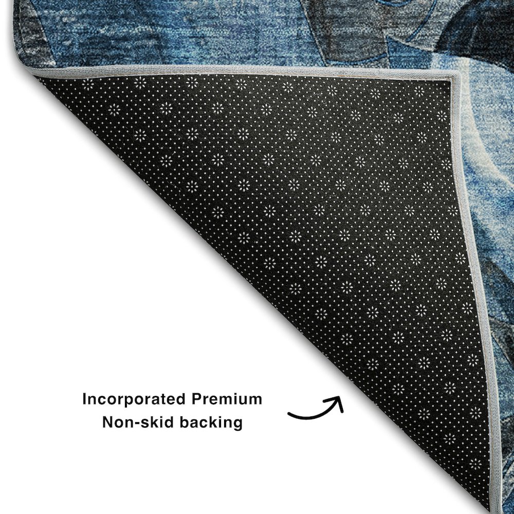Premium Machine Washable Mayfield  Blue 2'6" x 3'10" Rug. Picture 2