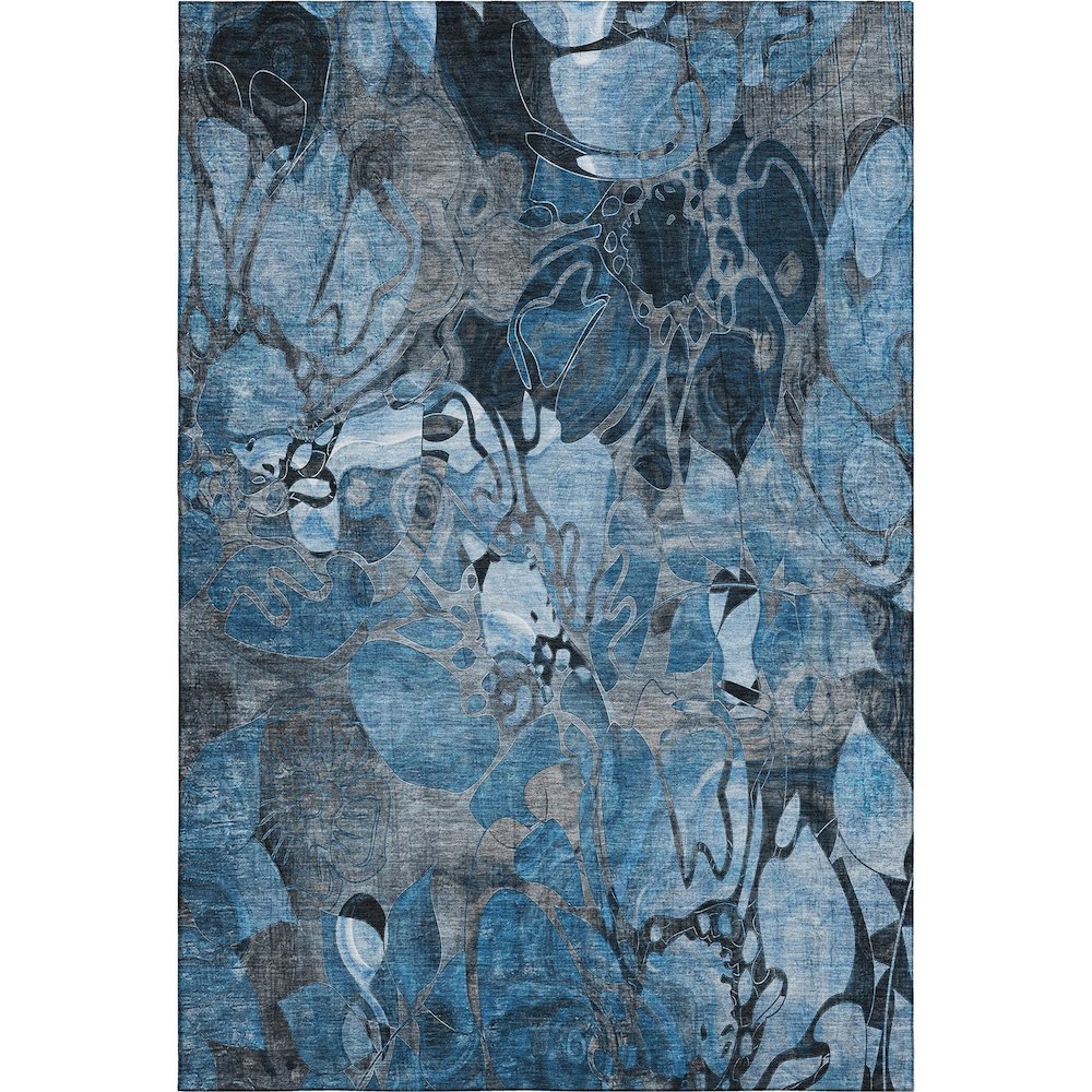 Premium Machine Washable Mayfield  Blue 5' x 7'6" Rug. Picture 1
