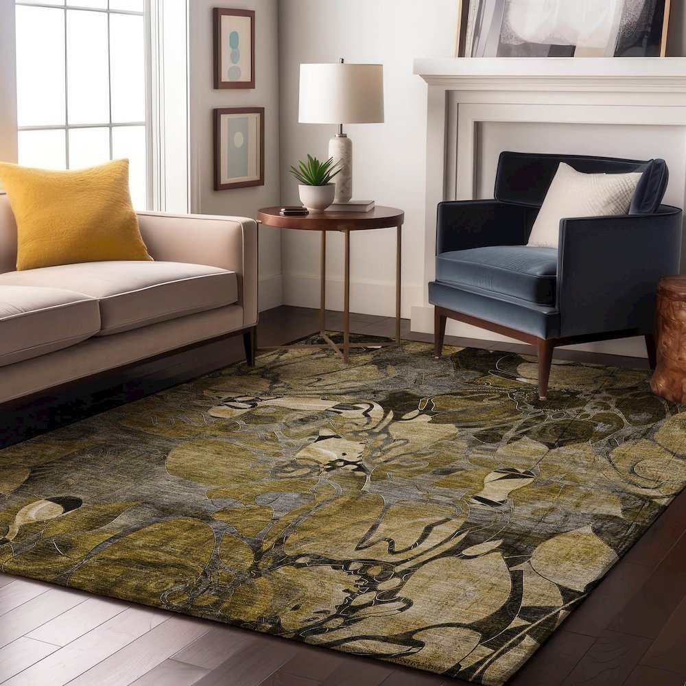 Premium Machine Washable Mayfield  Brown 5' x 7'6" Rug. Picture 5