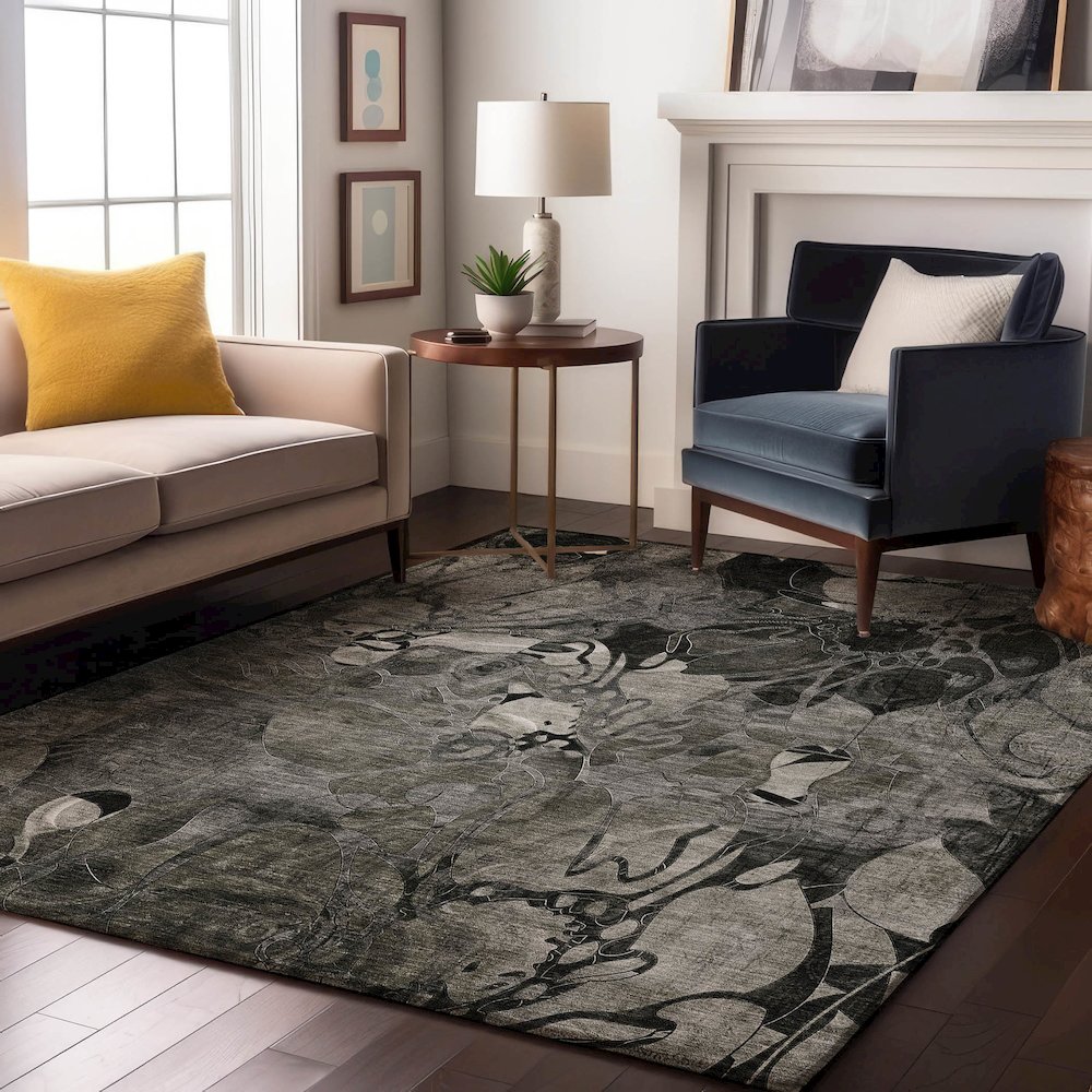 Premium Machine Washable Mayfield  Gray 5' x 7'6" Rug. Picture 5