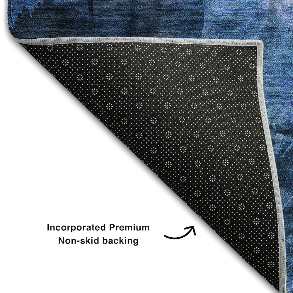 Premium Machine Washable Mayfield  Navy 2'6" x 3'10" Rug. Picture 2