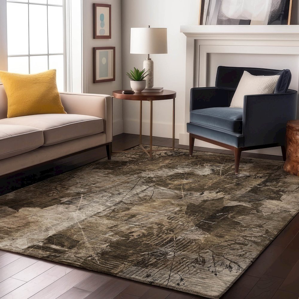 Premium Machine Washable Mayfield  Taupe 5' x 7'6" Rug. Picture 5