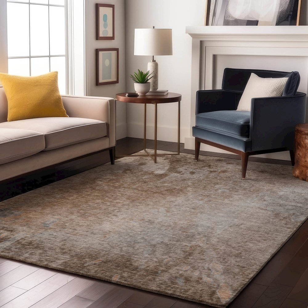 Premium Machine Washable Mayfield  Mocha 5' x 7'6" Rug. Picture 5