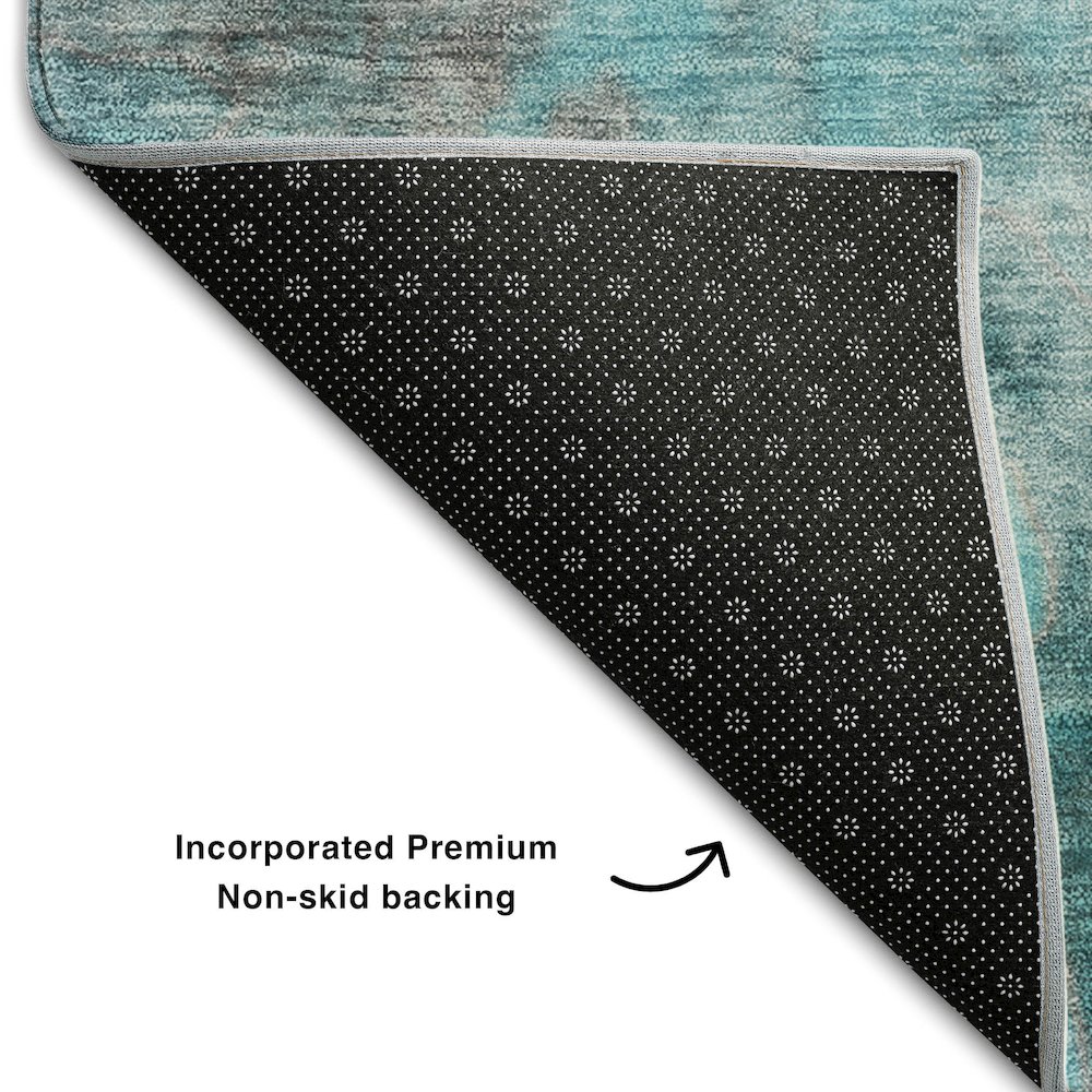 Premium Machine Washable Mayfield  Teal 2'6" x 3'10" Rug. Picture 2