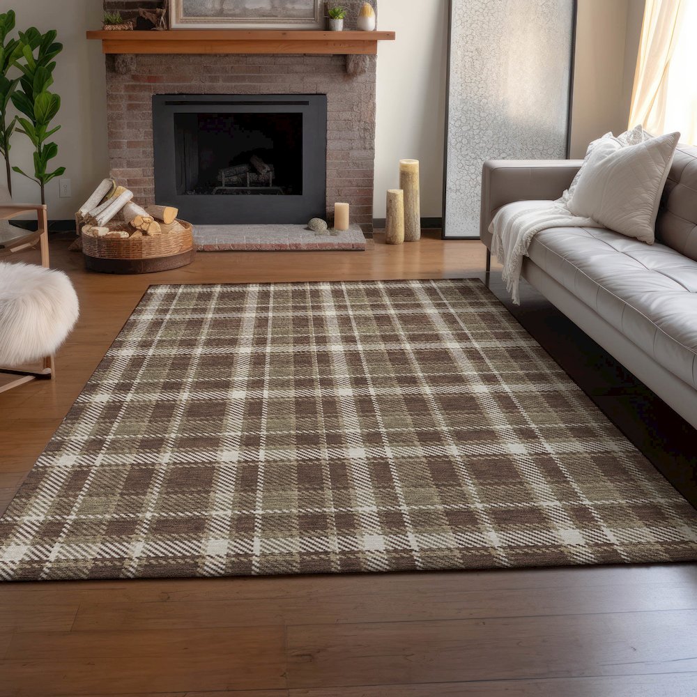 Premium Machine Washable Mayfield  Chocolate 5' x 7'6" Rug. Picture 6