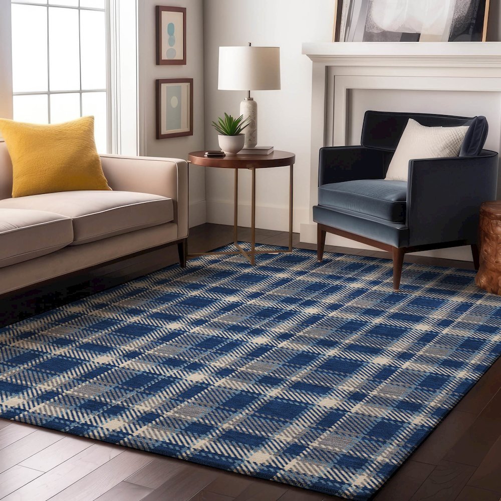 Premium Machine Washable Mayfield  Navy 5' x 7'6" Rug. Picture 5