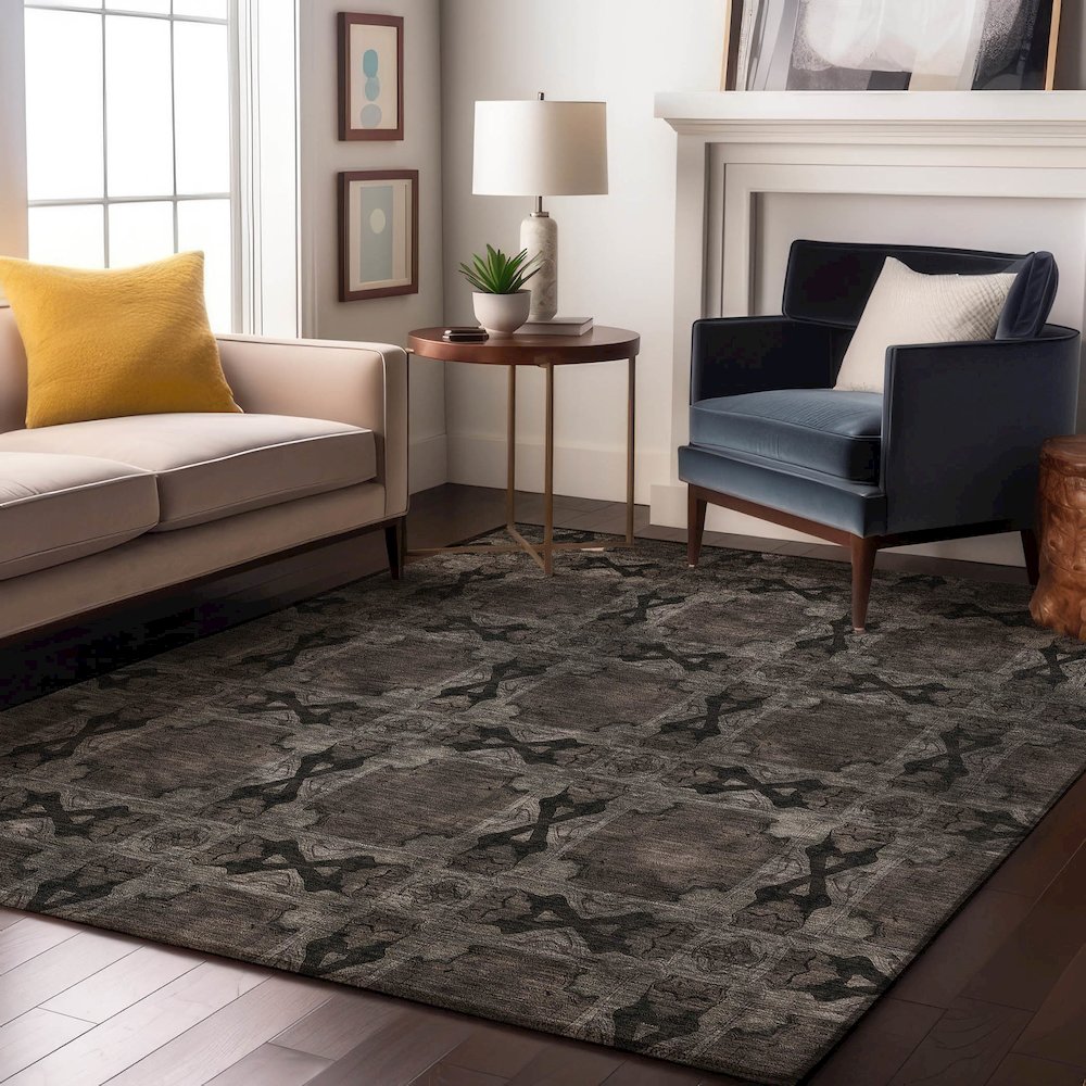 Premium Machine Washable Mayfield  Gray 5' x 7'6" Rug. Picture 5