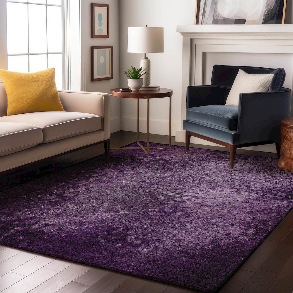 Premium Machine Washable Mayfield  Purple 5' x 7'6" Rug. Picture 5