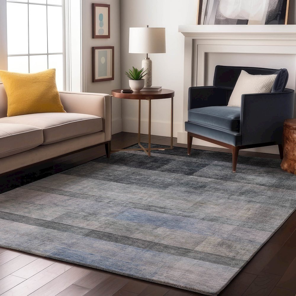 Premium Machine Washable Mayfield  Navy 5' x 7'6" Rug. Picture 5