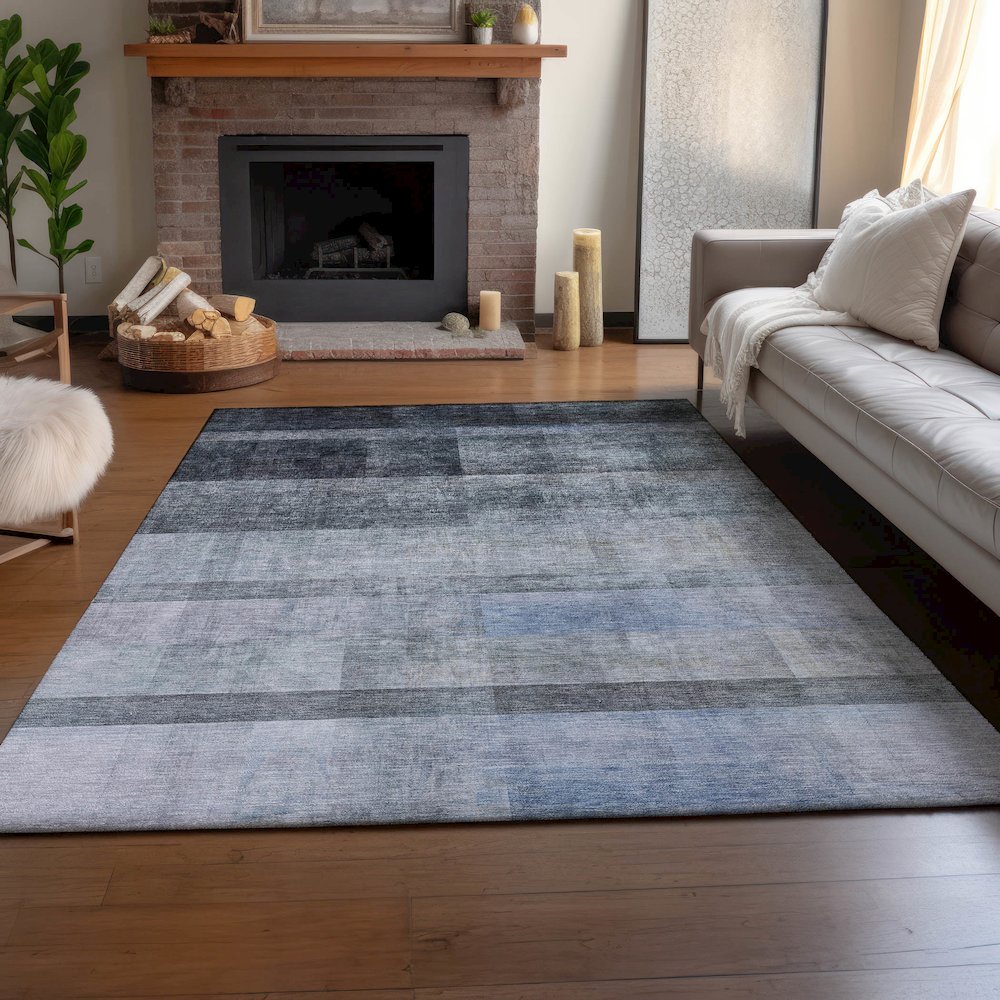 Premium Machine Washable Mayfield  Navy 5' x 7'6" Rug. Picture 6