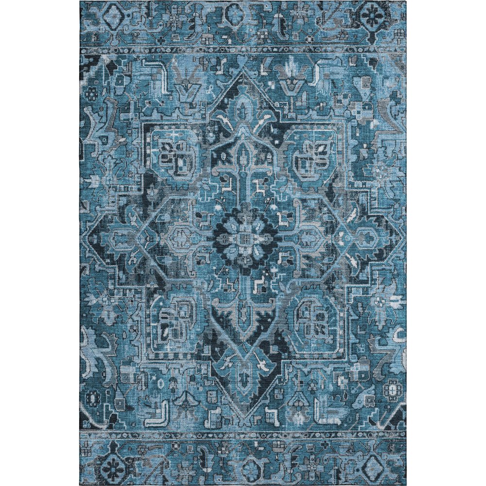 Premium Machine Washable Mayfield  Blue 5' x 7'6" Rug. Picture 1