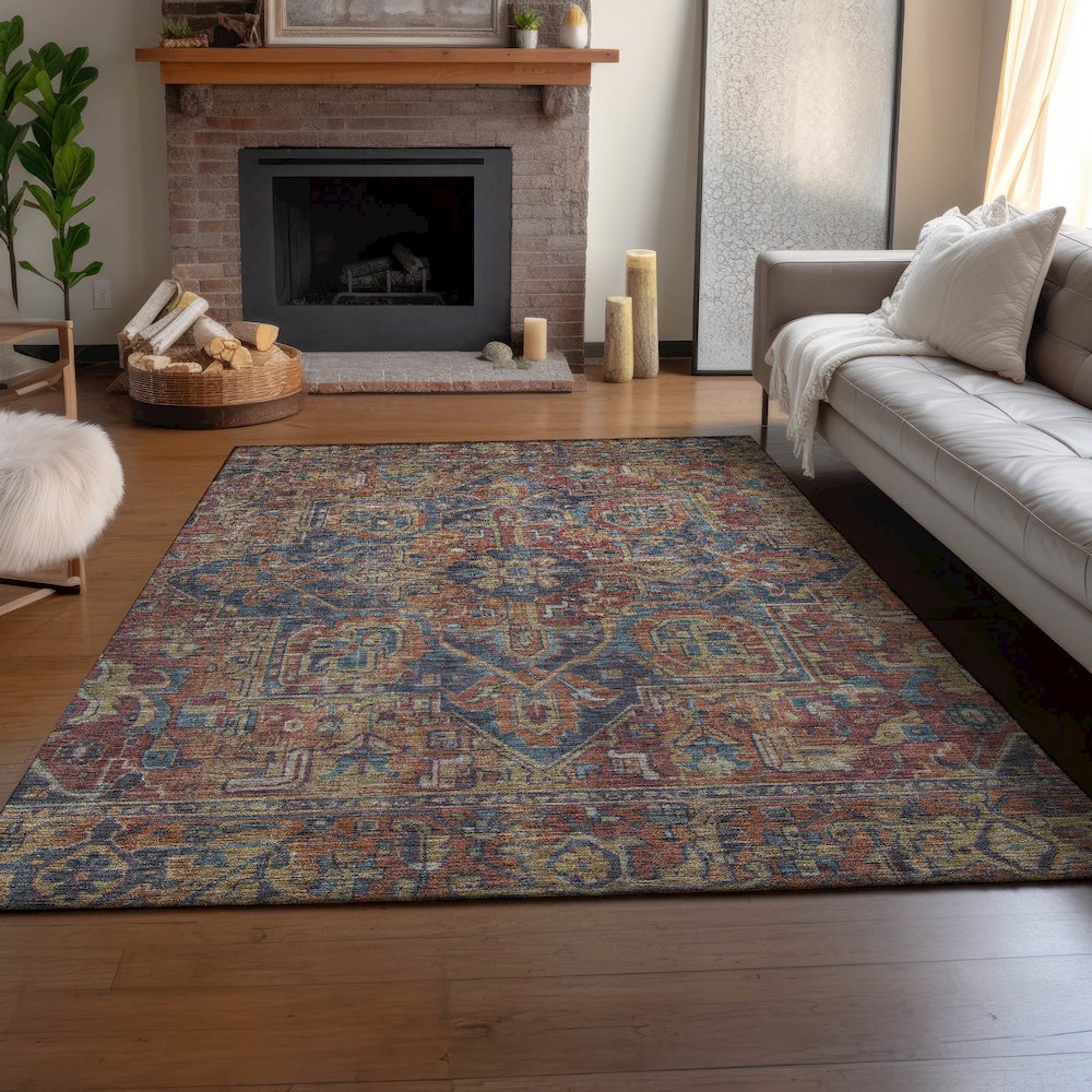 Premium Machine Washable Mayfield  Red 5' x 7'6" Rug. Picture 6