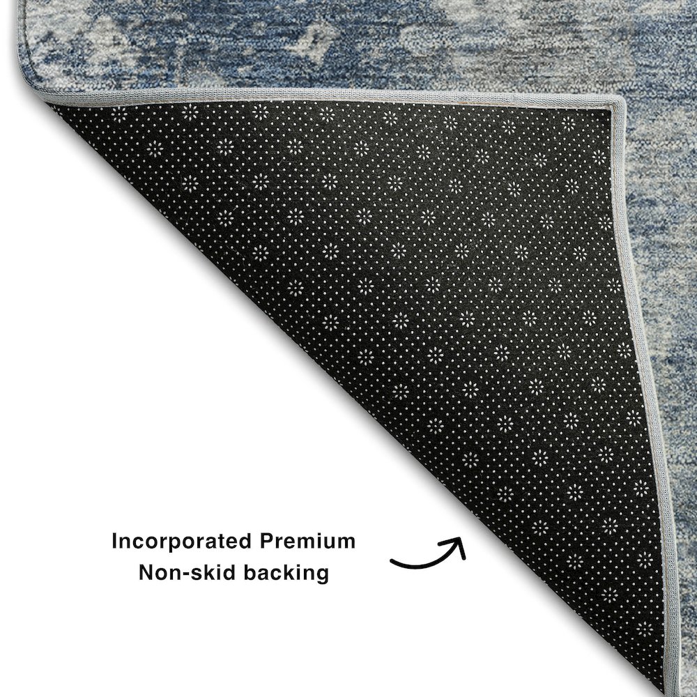 Premium Machine Washable Mayfield  Blue 2'6" x 3'10" Rug. Picture 2