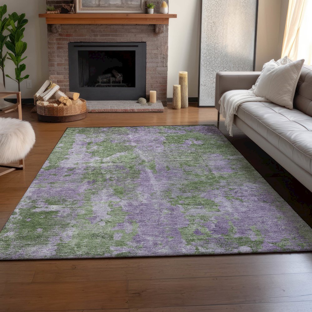 Premium Machine Washable Mayfield  Green 5' x 7'6" Rug. Picture 6