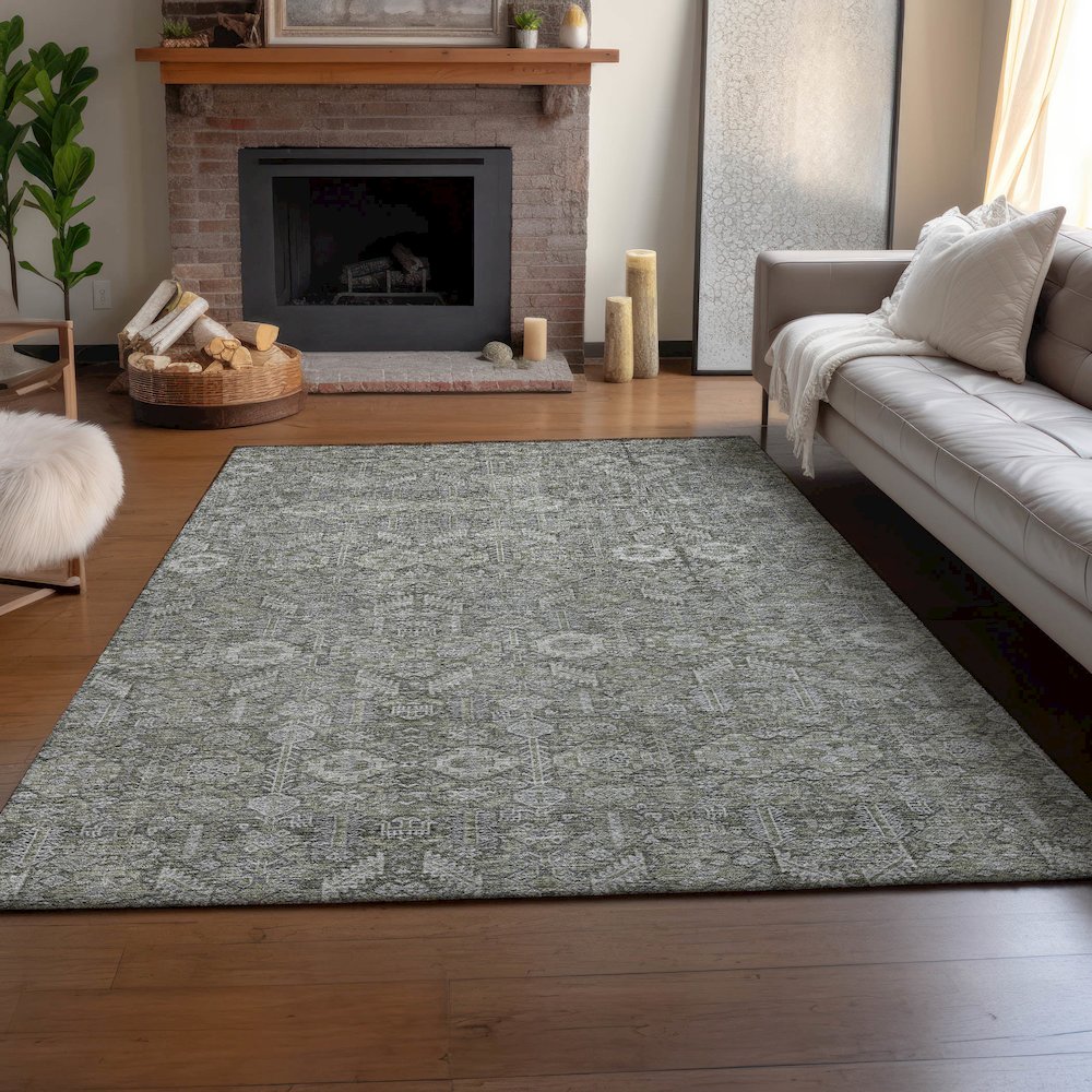 Premium Machine Washable Mayfield  Gray 5' x 7'6" Rug. Picture 6