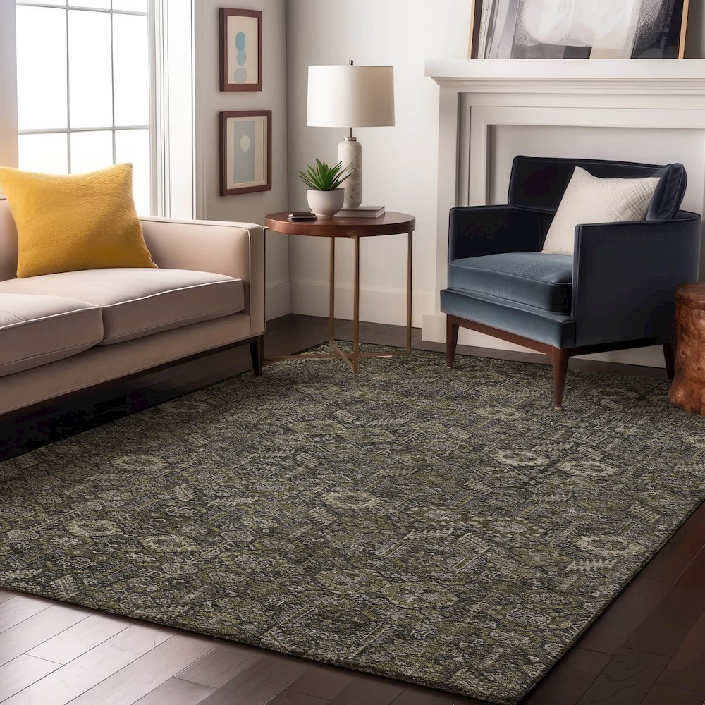 Premium Machine Washable Mayfield  Taupe 5' x 7'6" Rug. Picture 5