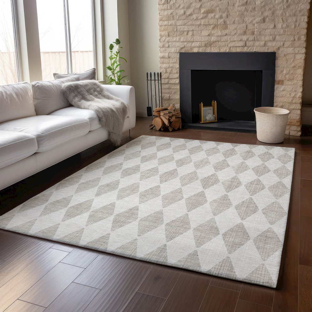Premium Machine Washable Mayfield  Beige 5' x 7'6" Rug. Picture 6