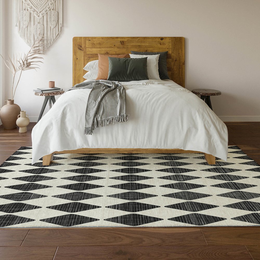 Premium Machine Washable Mayfield  Black 5' x 7'6" Rug. Picture 6