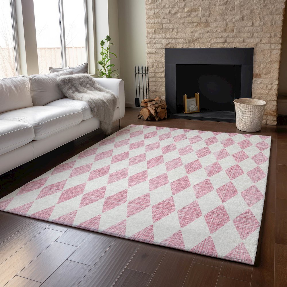 Premium Machine Washable Mayfield  Pink 5' x 7'6" Rug. Picture 6