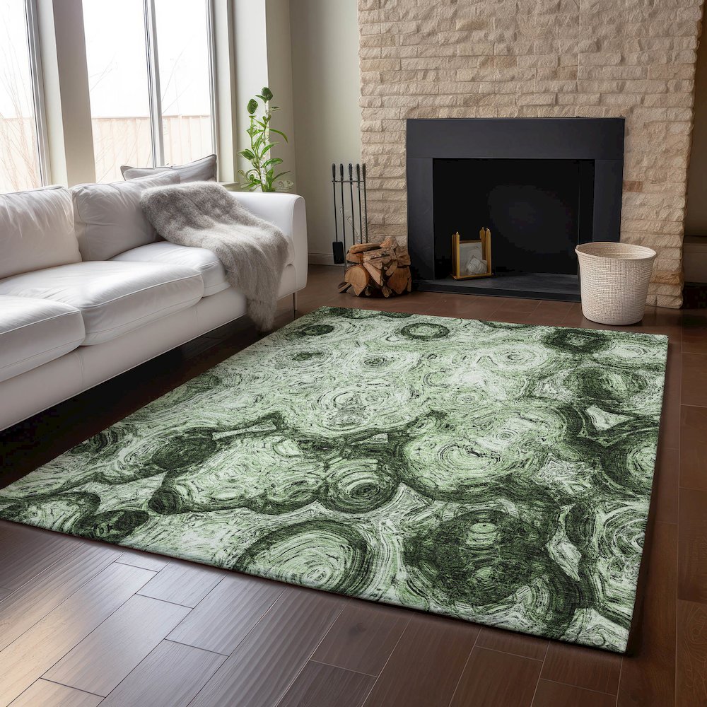 Premium Machine Washable Mayfield  Green 5' x 7'6" Rug. Picture 6