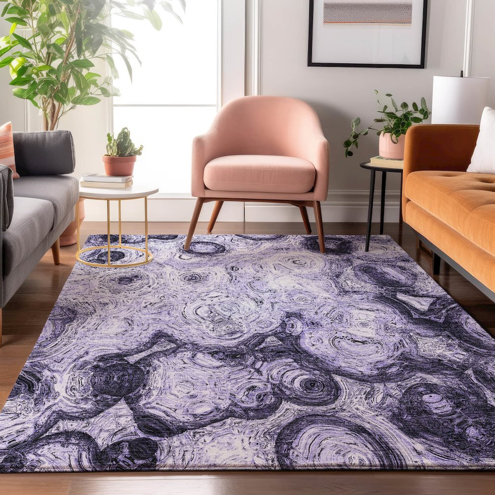 Premium Machine Washable Mayfield  Purple 5' x 7'6" Rug. Picture 5