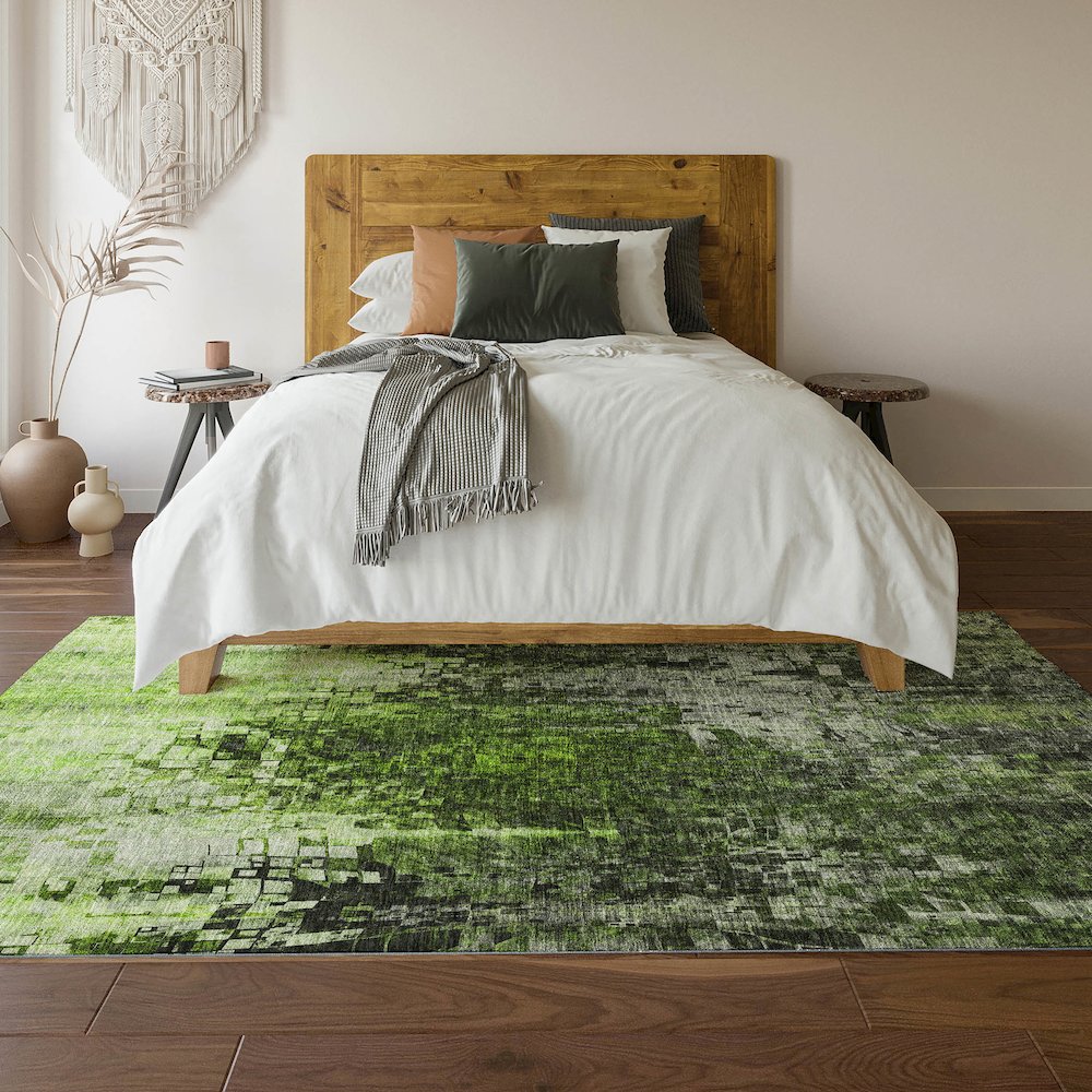 Premium Machine Washable Mayfield  Green 5' x 7'6" Rug. Picture 6