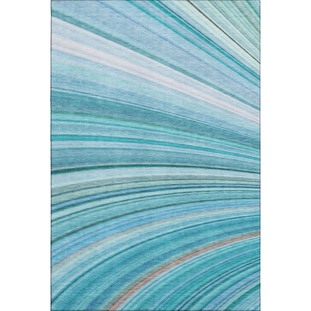 Premium Machine Washable Mayfield  Teal 5' x 7'6" Rug. Picture 1
