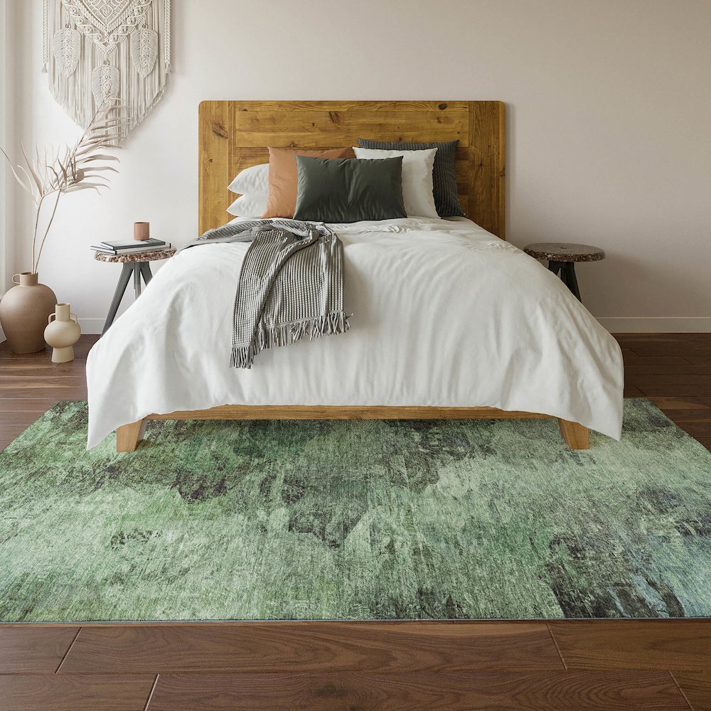 Premium Machine Washable Mayfield  Green 5' x 7'6" Rug. Picture 6