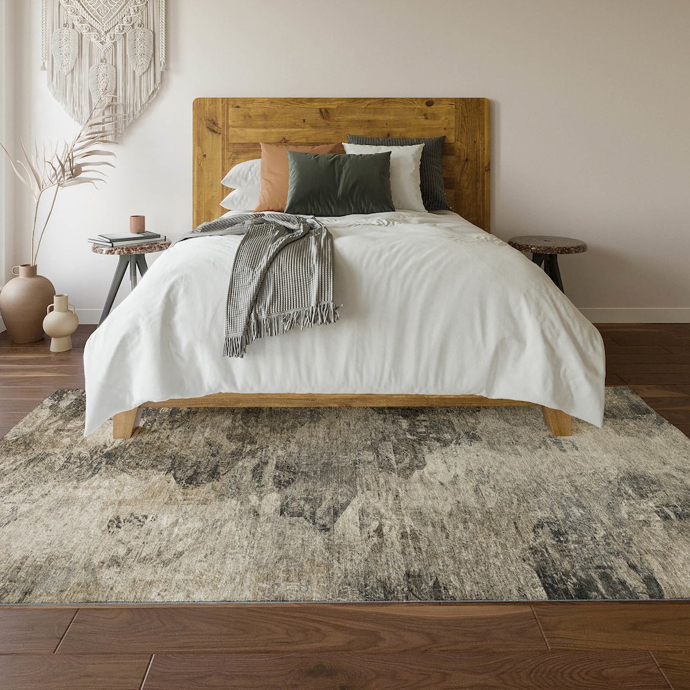 Premium Machine Washable Mayfield  Taupe 5' x 7'6" Rug. Picture 6