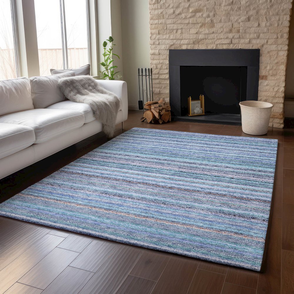 Premium Machine Washable Mayfield  Sky 5' x 7'6" Rug. Picture 6