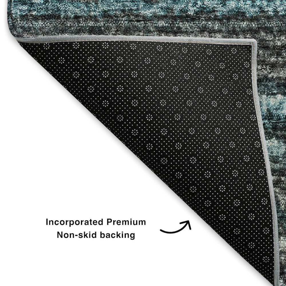 Premium Machine Washable Mayfield  Teal 2'6" x 3'10" Rug. Picture 2