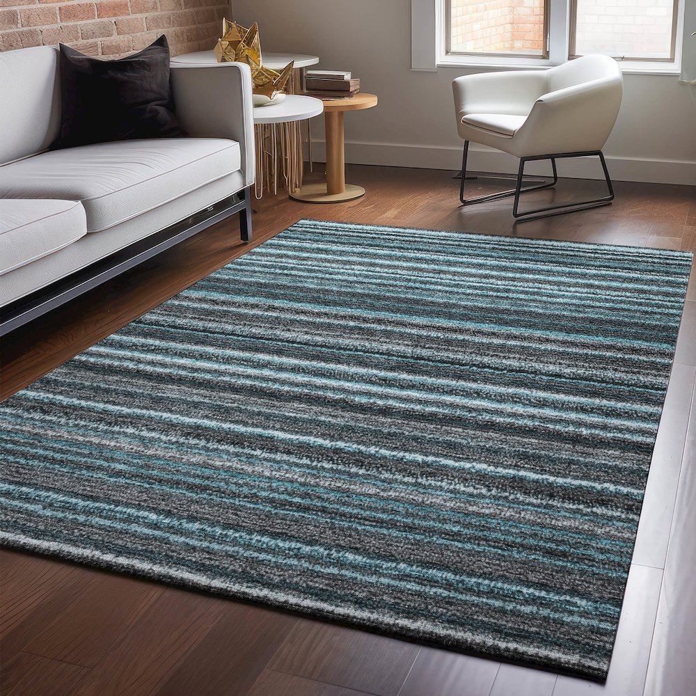 Premium Machine Washable Mayfield  Teal 5' x 7'6" Rug. Picture 5