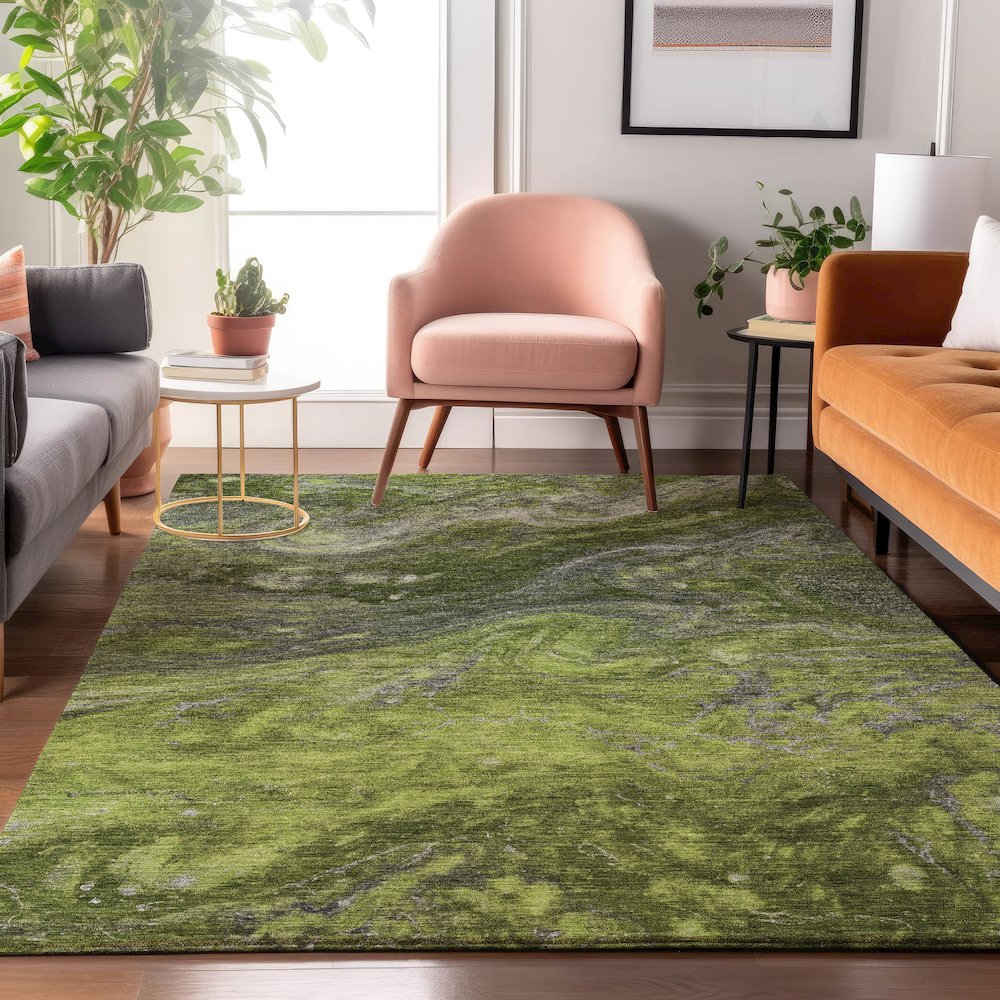 Premium Machine Washable Mayfield  Green 5' x 7'6" Rug. Picture 5
