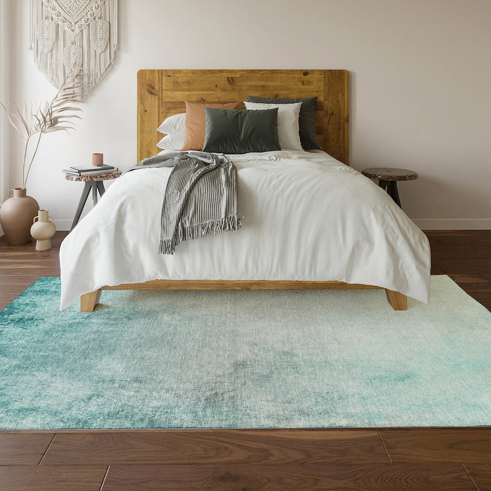 Premium Machine Washable Mayfield  Teal 5' x 7'6" Rug. Picture 6