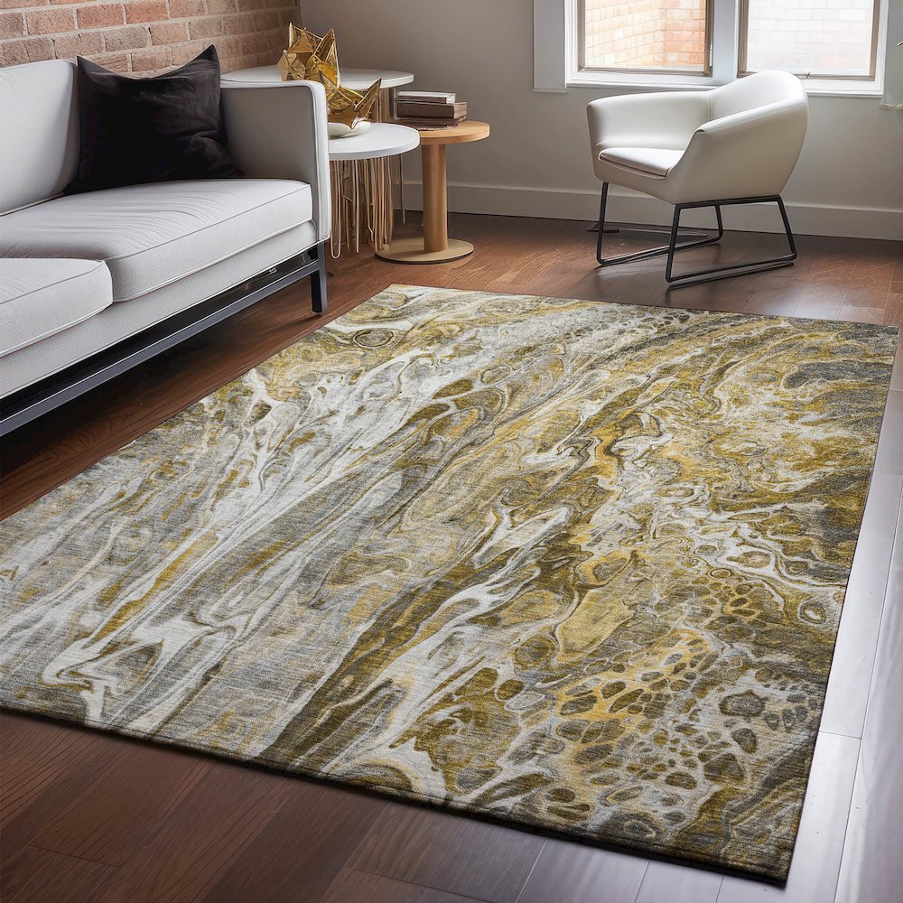 Premium Machine Washable Mayfield  Brown 5' x 7'6" Rug. Picture 5