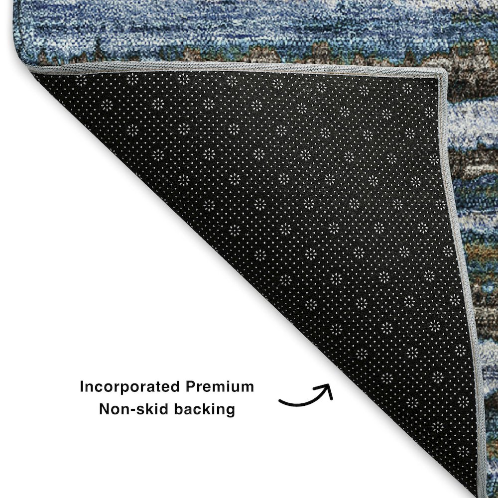 Premium Machine Washable Mayfield  Blue 2'6" x 3'10" Rug. Picture 2