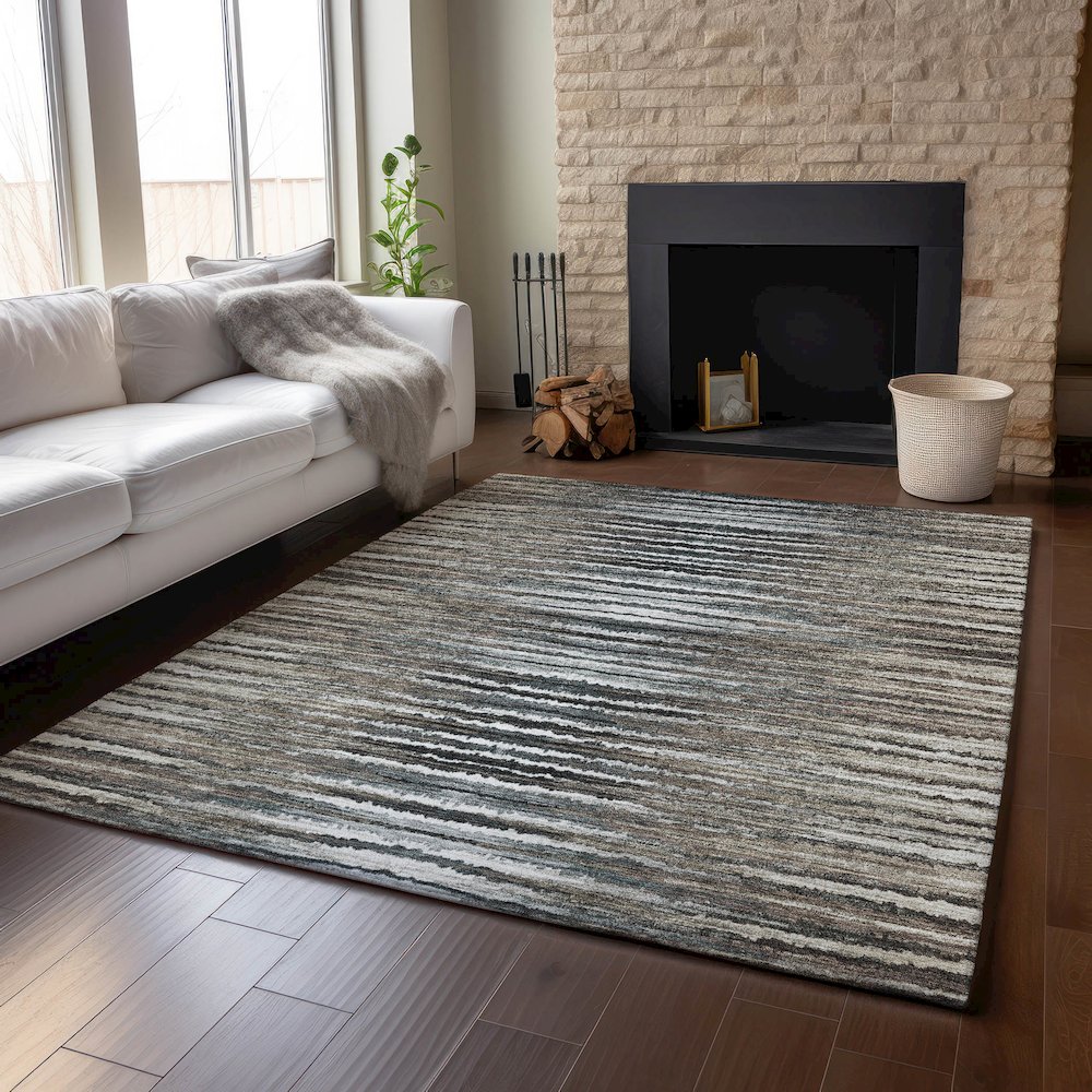 Premium Machine Washable Mayfield  Brown 5' x 7'6" Rug. Picture 6