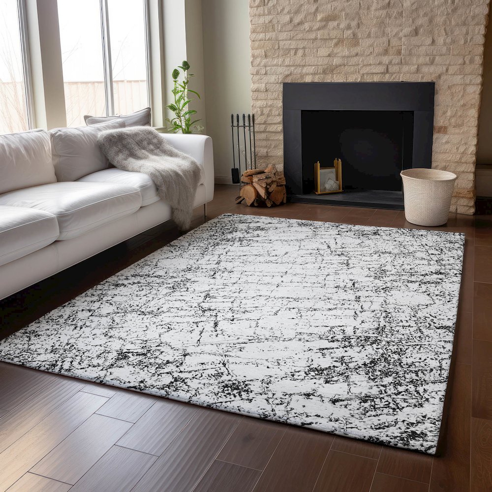 Premium Machine Washable Mayfield  Black 5' x 7'6" Rug. Picture 6