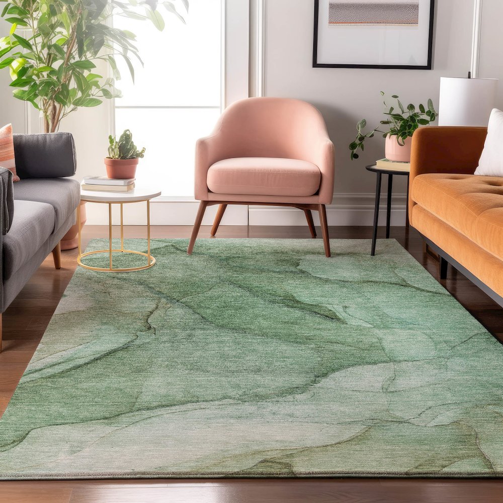 Premium Machine Washable Mayfield  Green 5' x 7'6" Rug. Picture 5