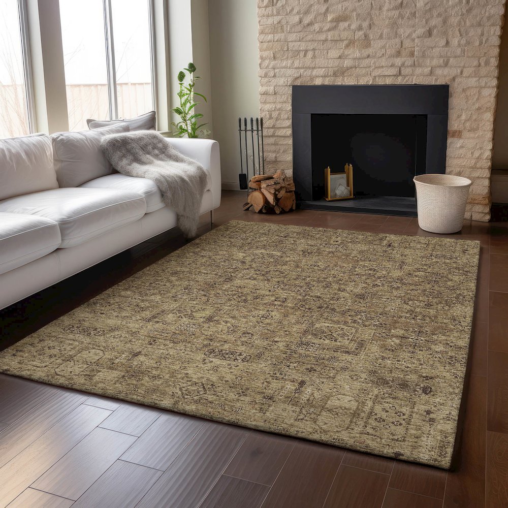 Premium Machine Washable Mayfield  Mocha 5' x 7'6" Rug. Picture 6
